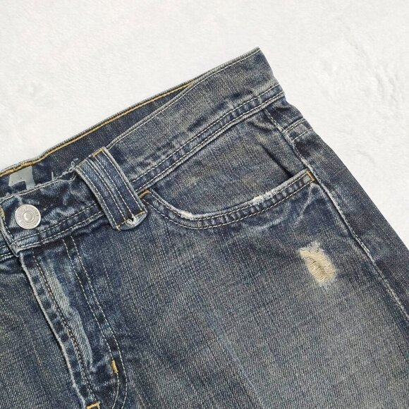 7 For All Mankind ✦ Denim Mini Skirt ✦ Blue Jean Raw Hem Classic Fit Sz 28 EUC - Picture 5 of 9